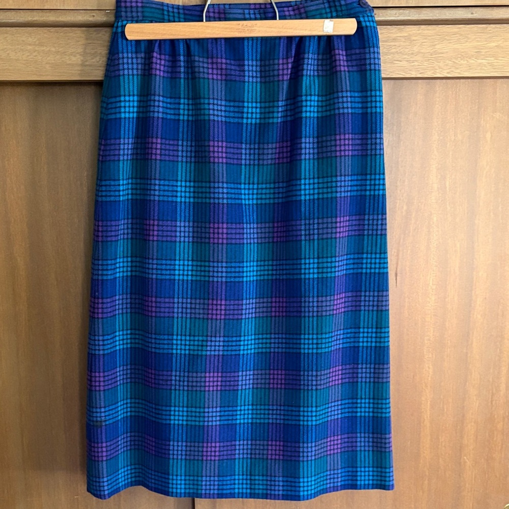 Vintage Pendleton Plaid Blue and Purple Women's pencil  Skirt